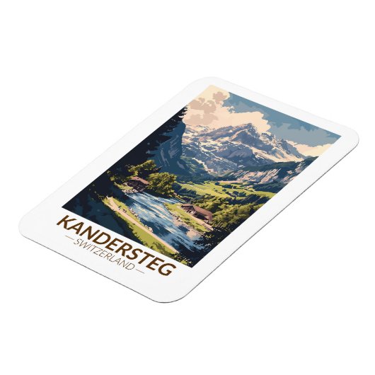 Kandersteg Zwitserland Painterly Travel Art Retro Magneet (Linkerzijde)