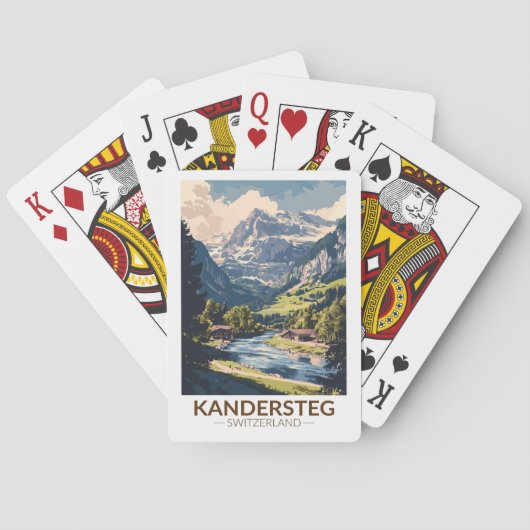 Kandersteg Zwitserland Painterly Travel Art Retro Pokerkaarten (Achterkant)