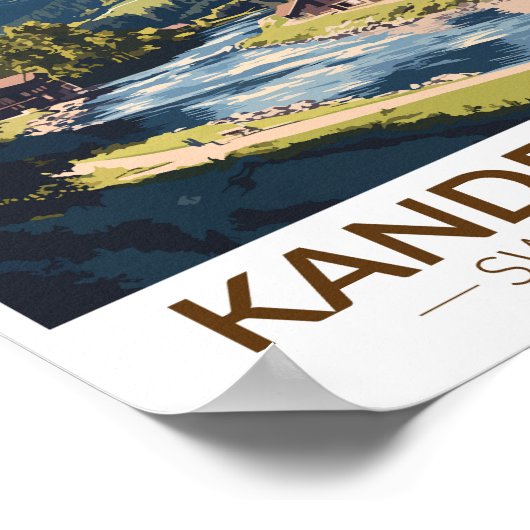 Kandersteg Zwitserland Painterly Travel Art Retro Poster (Hoek)