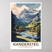 Kandersteg Zwitserland Painterly Travel Art Retro Poster (Voorkant)