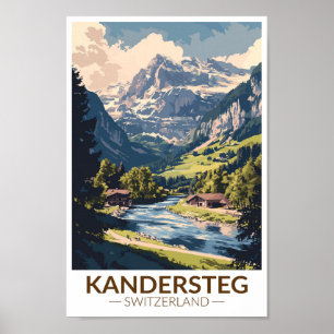 Kandersteg Zwitserland Painterly Travel Art Retro Poster