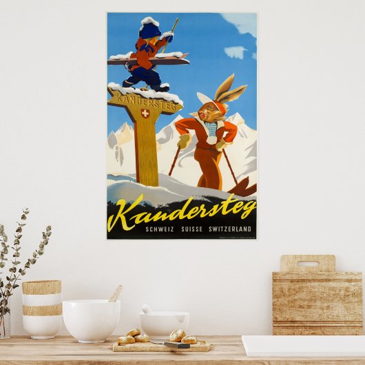 Kandersteg, Zwitserland, Ski Travel Poster (Keuken)