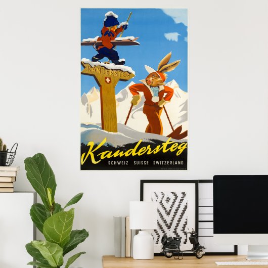 Kandersteg, Zwitserland, Ski Travel Poster (Thuiskantoor)