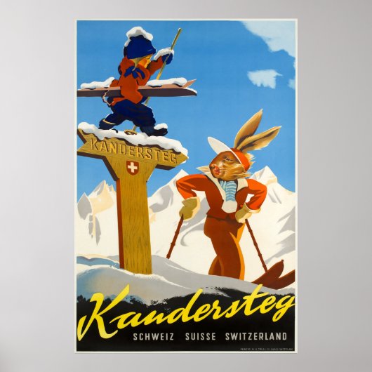 Kandersteg, Zwitserland, Ski Travel Poster (Voorkant)