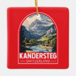 Kandersteg Zwitserland Travel Art Embleem Keramisch Ornament<br><div class="desc">Kandersteg retro vector reisontwerp. Kandersteg is een plaats in het Berner Oberland in Zwitserland. Trails,  zoals de uitdagende Allmenalp,  en een kabelbaan gaan oostwaarts naar Lake Oeschinen.</div>