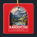 Kandersteg Zwitserland Travel Art Embleem Keramisch Ornament<br><div class="desc">Kandersteg retro vector reisontwerp. Kandersteg is een plaats in het Berner Oberland in Zwitserland. Trails, zoals de uitdagende Allmenalp, en een kabelbaan gaan oostwaarts naar Lake Oeschinen.</div>
