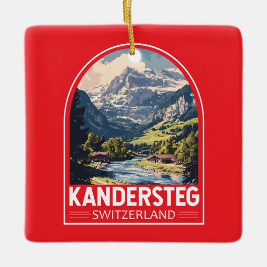 Kandersteg Zwitserland Travel Art Embleem Keramisch Ornament (Voorkant)