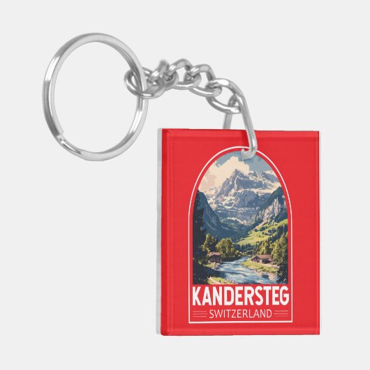 Kandersteg Zwitserland Travel Art Embleem Sleutelhanger (Voorkant Links)