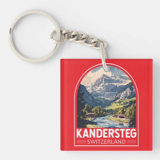 Kandersteg Zwitserland Travel Art Embleem Sleutelhanger (Voorkant)