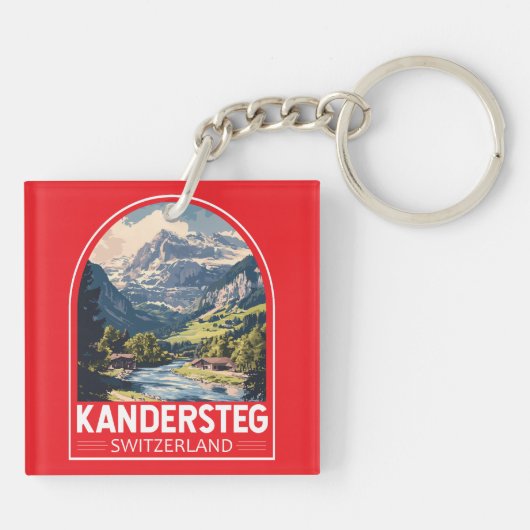 Kandersteg Zwitserland Travel Art Embleem Sleutelhanger (Achterkant)