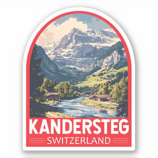 Kandersteg Zwitserland Travel Art Embleem Sticker (Voorkant)