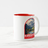 Kandersteg Zwitserland Travel Art Embleem Tweekleurige Koffiemok (Voorkant rechts)