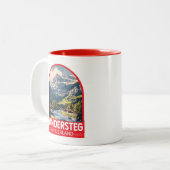 Kandersteg Zwitserland Travel Art Embleem Tweekleurige Koffiemok (Voorkant links)