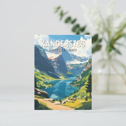 Kandersteg Zwitserland Travel Art Vintage Briefkaart (Staand voorkant)