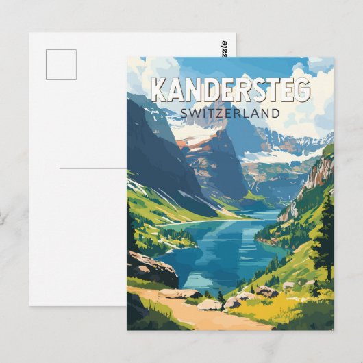 Kandersteg Zwitserland Travel Art Vintage Briefkaart (Voorkant / Achterkant)