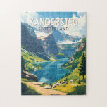 Kandersteg Zwitserland Travel Art Vintage Legpuzzel<br><div class="desc">Kandersteg retro vector reisontwerp. Kandersteg is een plaats in het Berner Oberland in Zwitserland. Trails,  zoals de uitdagende Allmenalp,  en een kabelbaan gaan oostwaarts naar Lake Oeschinen.</div>