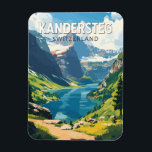 Kandersteg Zwitserland Travel Art Vintage Magneet<br><div class="desc">Kandersteg retro vector reisontwerp. Kandersteg is een plaats in het Berner Oberland in Zwitserland. Trails,  zoals de uitdagende Allmenalp,  en een kabelbaan gaan oostwaarts naar Lake Oeschinen.</div>