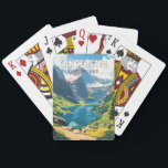 Kandersteg Zwitserland Travel Art Vintage Pokerkaarten<br><div class="desc">Kandersteg retro vector reisontwerp. Kandersteg is een plaats in het Berner Oberland in Zwitserland. Trails,  zoals de uitdagende Allmenalp,  en een kabelbaan gaan oostwaarts naar Lake Oeschinen.</div>