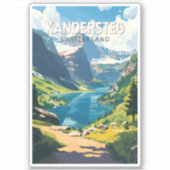 Kandersteg Zwitserland Travel Art Vintage Sticker (Voorkant)
