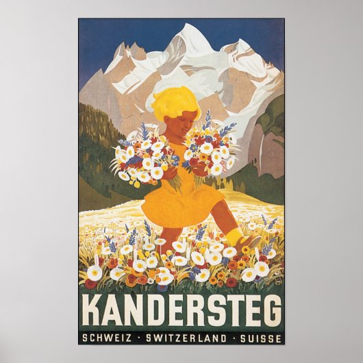 Kandersteg Zwitserland Vintage Travel Poster (Voorkant)