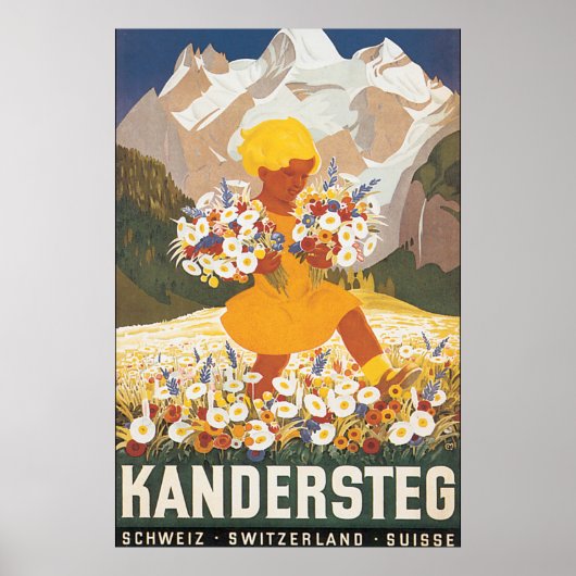 Kandersteg Zwitserland Vintage Travel Poster (Voorkant)