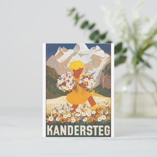 Kandersteg Zwitserland Vintage Travel Poster Briefkaart (Staand voorkant)
