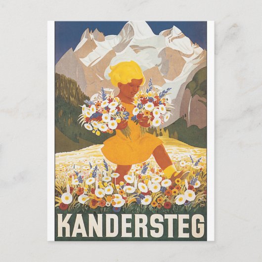 Kandersteg Zwitserland Vintage Travel Poster Briefkaart (Voorkant)