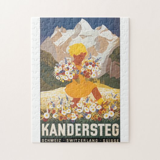 Kandersteg Zwitserland Vintage Travel Poster Legpuzzel (Verticaal)