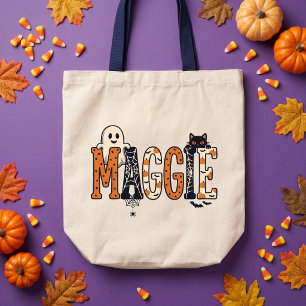 Kandiboo Spooky Oranje Zwarte Halloween Naam Tote Bag
