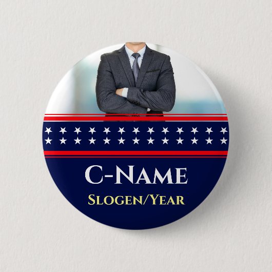 Kandidaat Fotonaam Verkiezingscampagne Ronde Button 5,7 Cm (Voorkant)