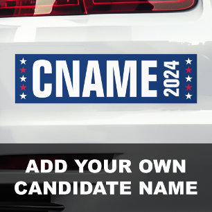 Kandidaat naam jaar politieke verkiezingscampagne bumpersticker