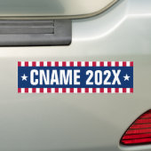 Kandidaat naam jaar verkiezing gestreepte grens bumpersticker (Op auto)