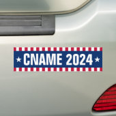 Kandidaat naam jaar verkiezing gestreepte grens bumpersticker (Op auto)
