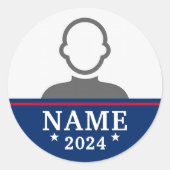 Kandidaat naam politieke verkiezingscampagne foto ronde sticker (Voorkant)