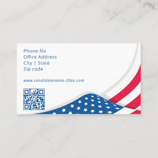 Kandidaat verkiezingscampagne gepersonaliseerd visitekaartje (Achterkant)