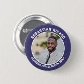 Kandidaat voor verkiezing gepersonaliseerde foto ronde button 5,7 cm (Voorkant /achterkant)