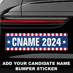 Kandidatennaam jaar verkiezing gestreepte rand bumpersticker