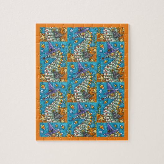 KANDIJ MAAN PAARD Heksen, HALLOWEEN ONDER DE ZEE Legpuzzel (Verticaal)