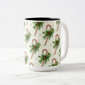Kandijbonen en Holly kerstMok Tweekleurige Koffiemok (Voorkant rechts)