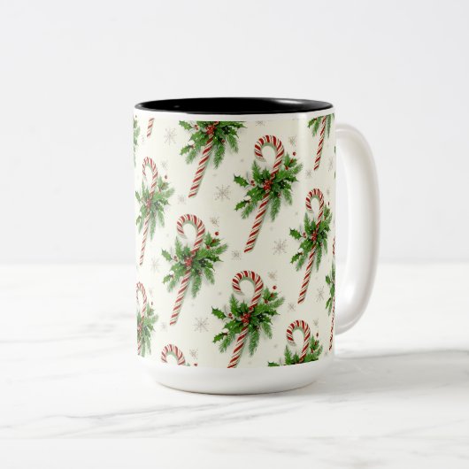 Kandijbonen en Holly kerstMok Tweekleurige Koffiemok (Voorkant rechts)
