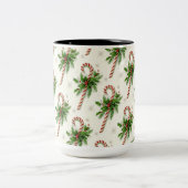 Kandijbonen en Holly kerstMok Tweekleurige Koffiemok (Center)