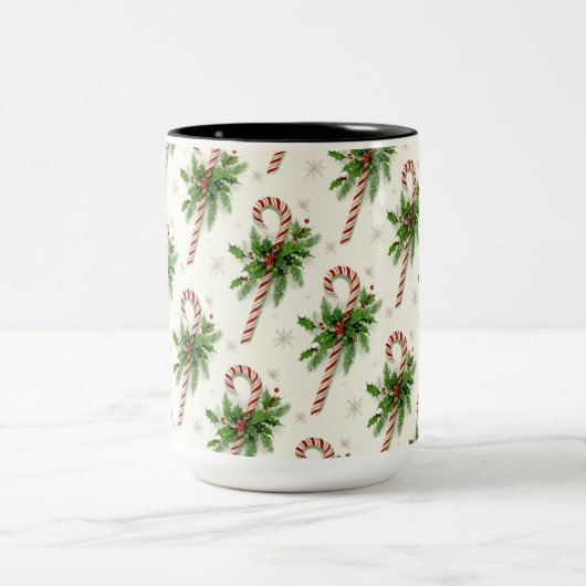 Kandijbonen en Holly kerstMok Tweekleurige Koffiemok (Center)