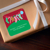 Kandijbonen en kerstmis vierkante sticker