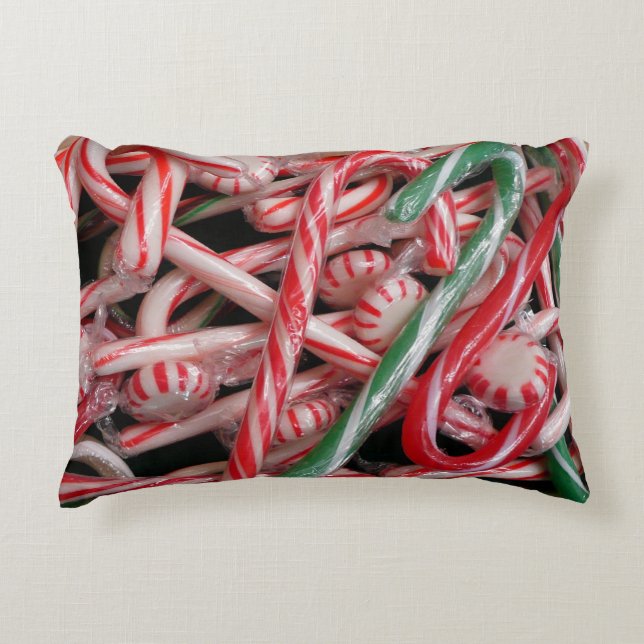 Kandijbonen en peppermints-kerstfeestdag accent kussen (Voorkant)