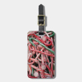 Kandijbonen en peppermints-kerstfeestdag bagagelabel (Voorkant verticaal)