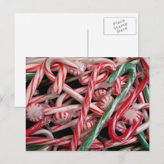 Kandijbonen en peppermints-kerstfeestdag briefkaart (Voorkant / Achterkant)