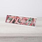 Kandijbonen en peppermints-kerstfeestdag bureau naambordje (Voorkant)