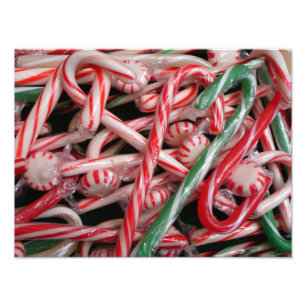 Kandijbonen en peppermints-kerstfeestdag foto afdruk