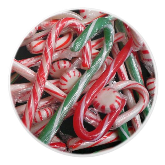 Kandijbonen en peppermints-kerstfeestdag keramische knop (Voorkant)
