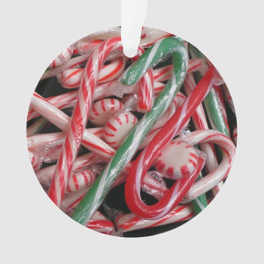 Kandijbonen en peppermints-kerstfeestdag ornament (voorkant)